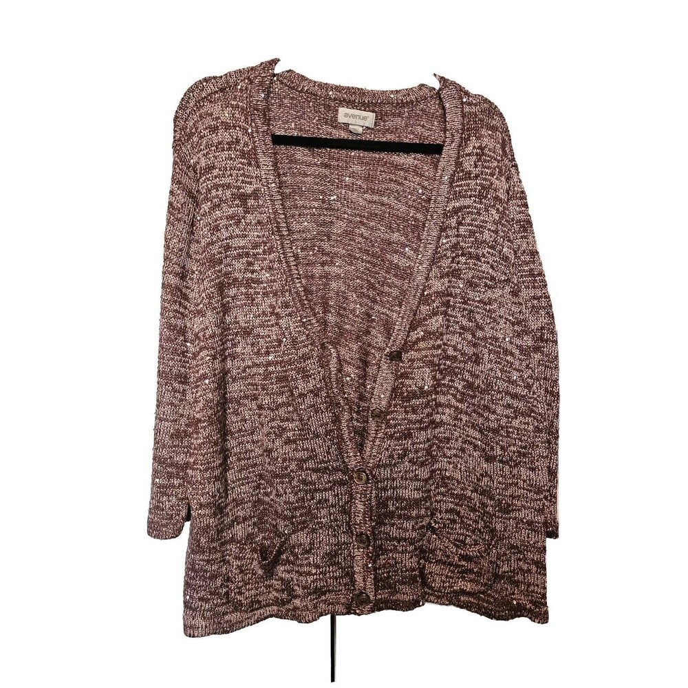 Avenue Womens Cardigan Sweater Knit Long Sleeve Button-Up V-Neck Plus Size 22/24